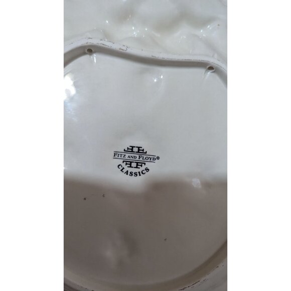 Fitz & Floyd Florentine Christmas Canape Plate Bow Pinecone Design fruit 10" - Picture 8 of 8